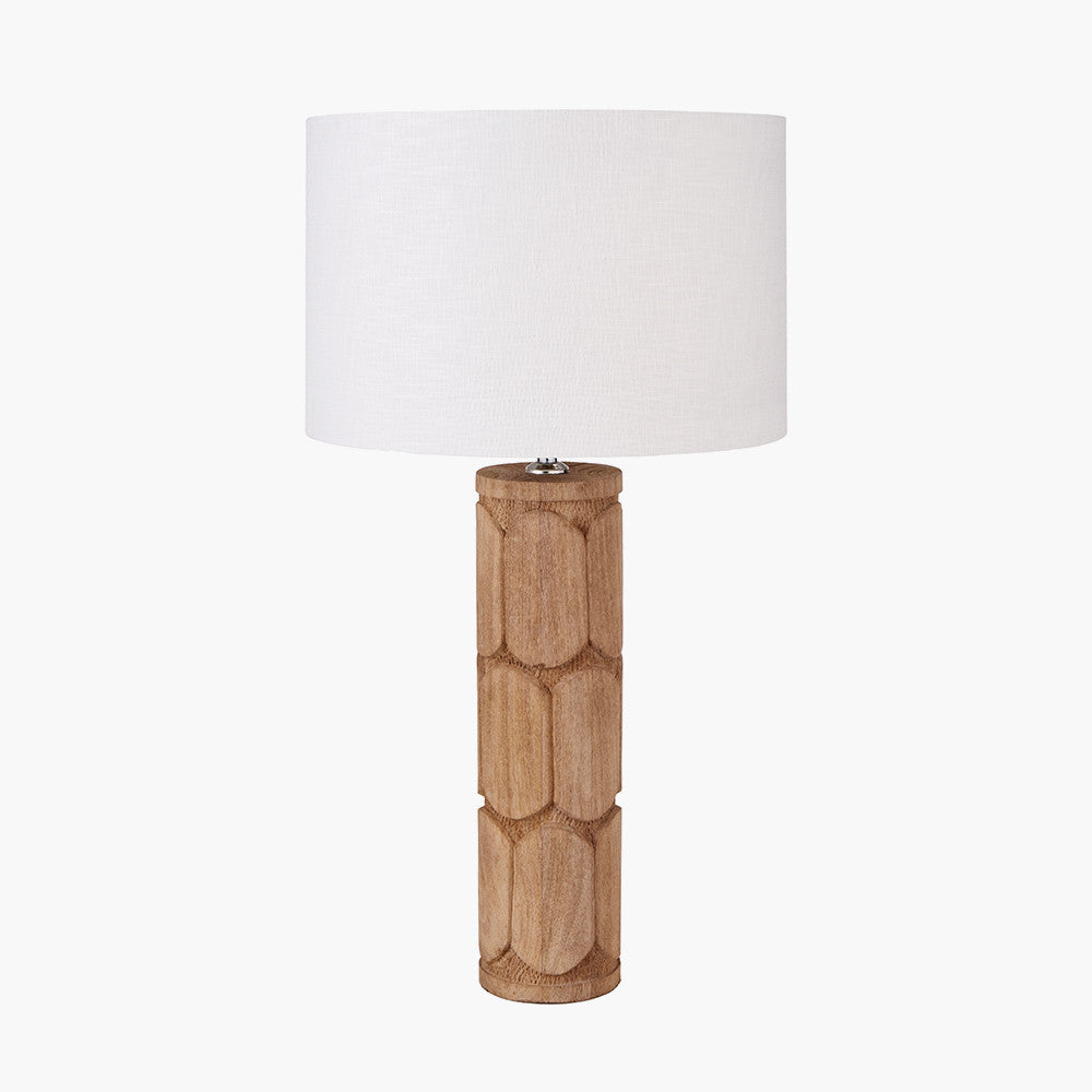 Aurelia Embossed Natural Wood Tall Table Lamp - Base Only